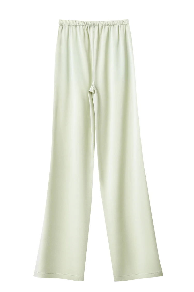 Amii Minimalism 2024 Summer Women's Pants New Solid Straight Wide-leg Oak Waist Drawstring Casual Lady Fashion Trousers 12422001