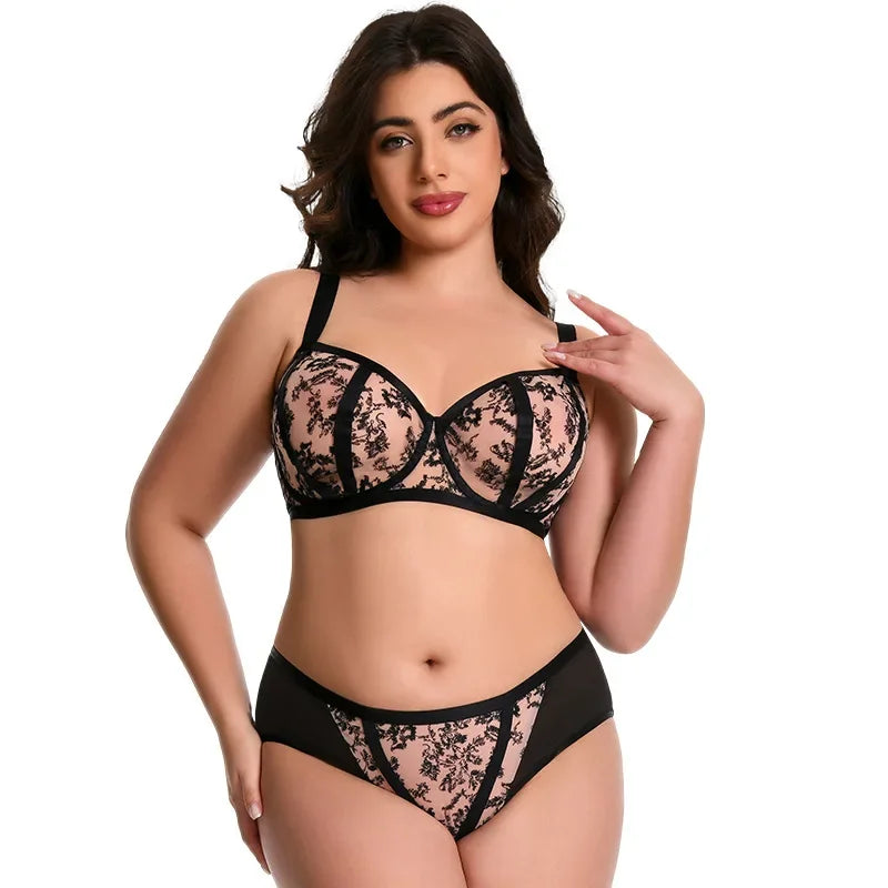 Plus Size Bra Set Minimizer Anti-Sagging Underwire Push Up Cup Mesh Breathable D E F G H I J K 75 80 85 90 95 Brasieres Mujeres