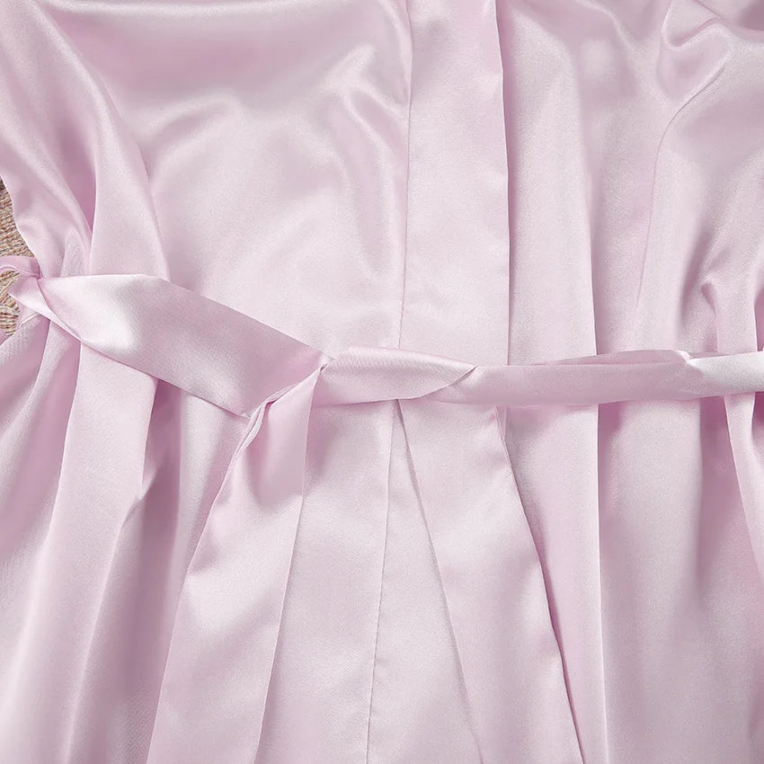Luxury Spring Silk Satin Women's Pajamas Pink Loose Feather Long Sleeve Trousers Suit Sleepwear Home Clothes 2pcs Nightwear