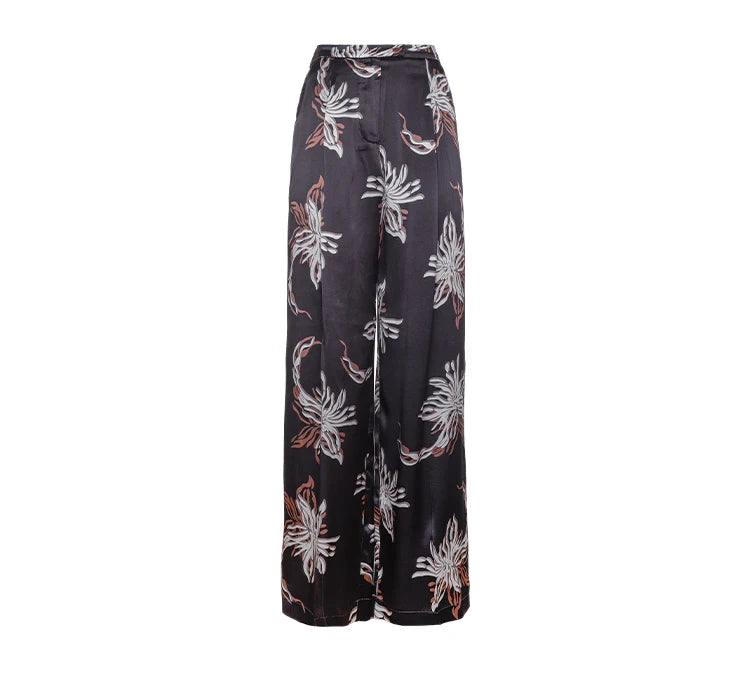 K1449W High Waist Wide Leg Pants Women Luxury Drawstring Casual Clothes Pants For Ladies Wide Leg Trousers For Women