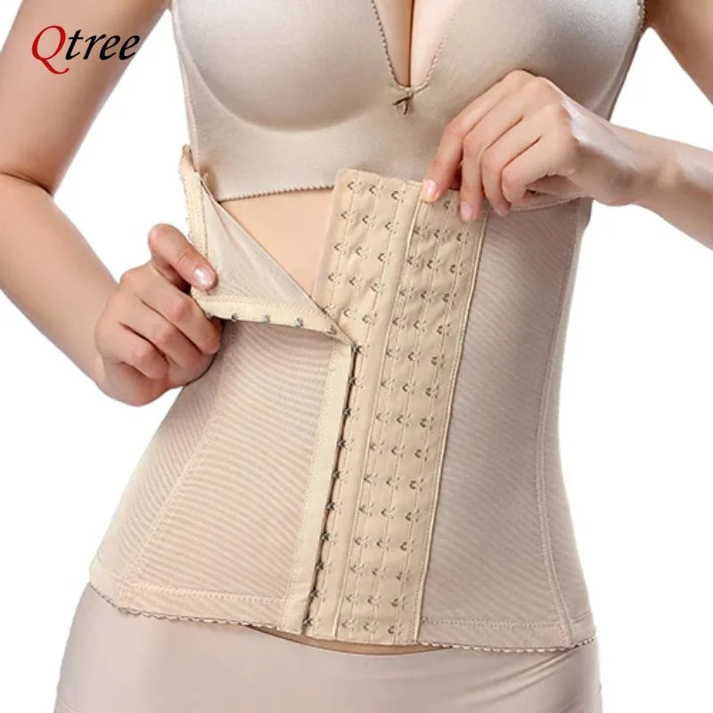 Qtree Dress Slimming Waist Trainer Belt Shapewear Women Belly Cincher Body Shaper Fat Compression Strap Girdles Firm Hook Corset