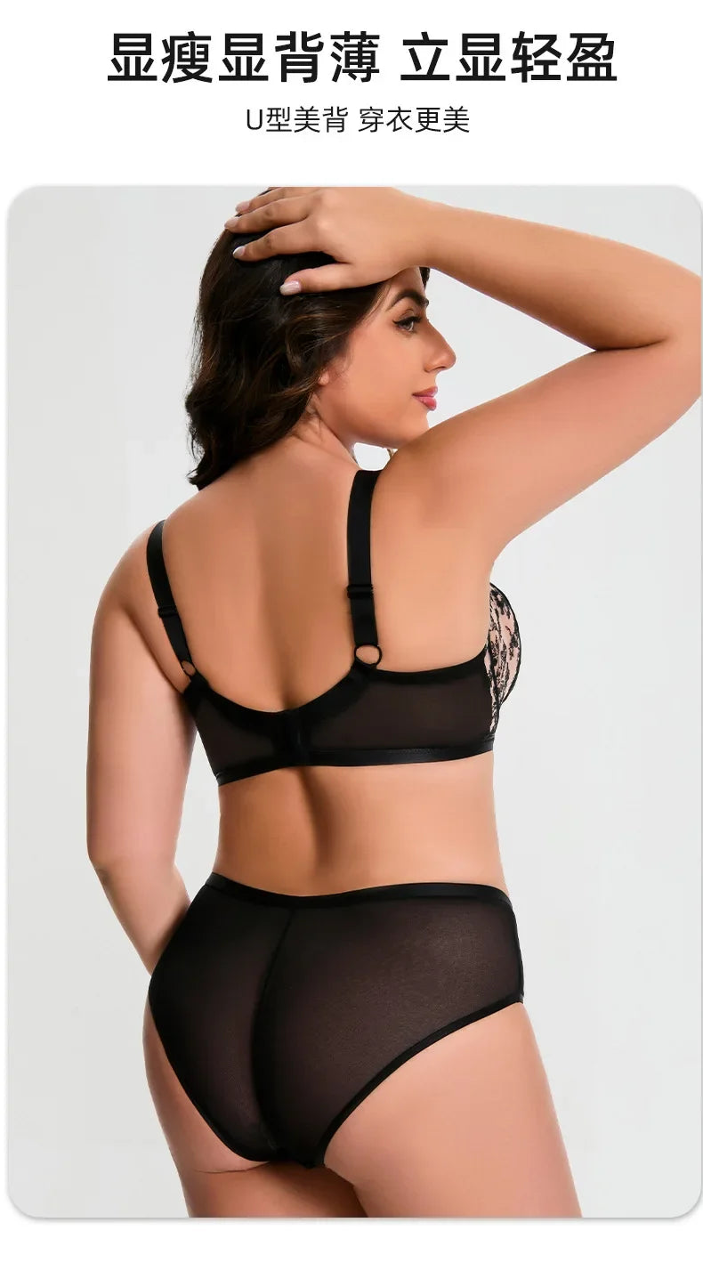 Plus Size Bra Set Minimizer Anti-Sagging Underwire Push Up Cup Mesh Breathable D E F G H I J K 75 80 85 90 95 Brasieres Mujeres