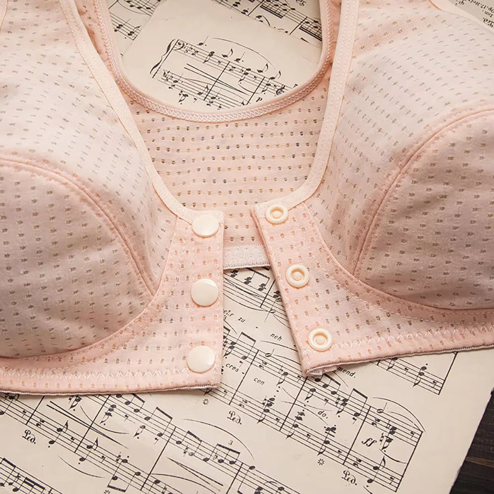 36~42 Summer Women Front Button Bra without padding Plus Size bras Mother's Cotton Wireless Underwear Large Bralette