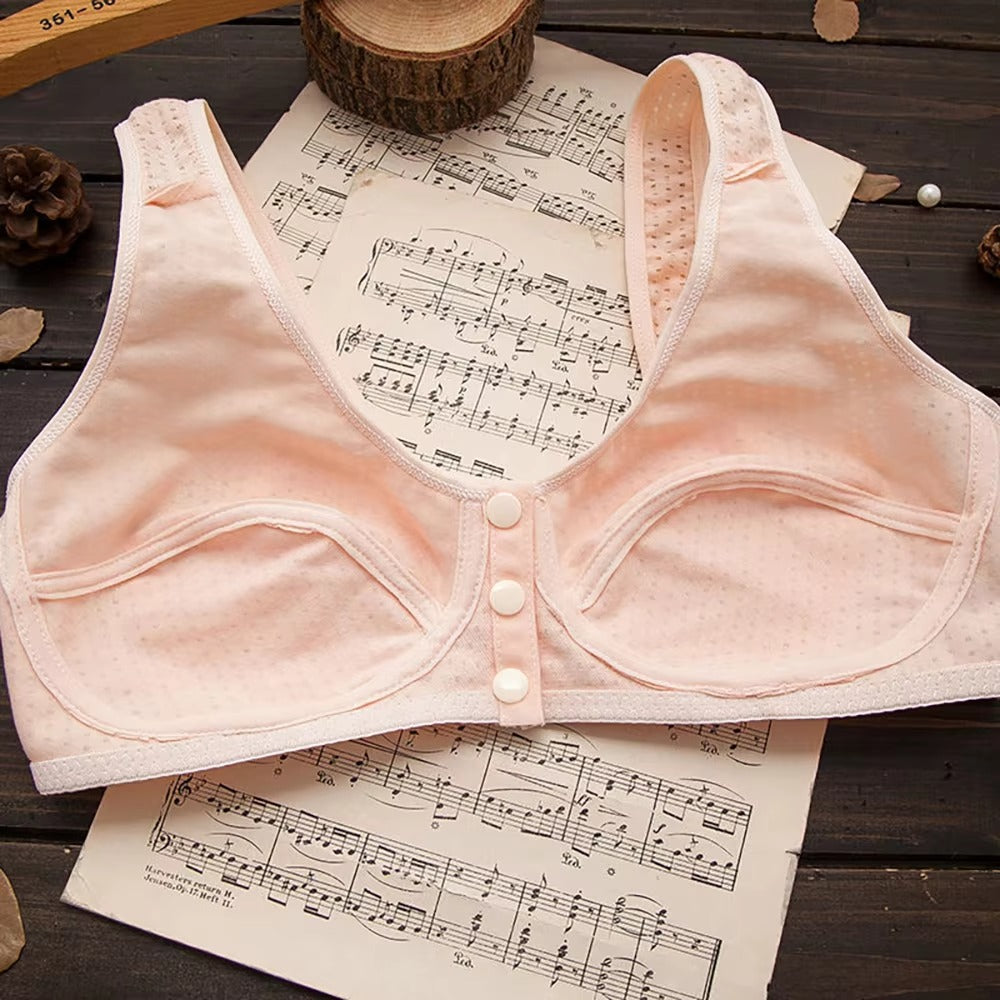 36~42 Summer Women Front Button Bra without padding Plus Size bras Mother's Cotton Wireless Underwear Large Bralette