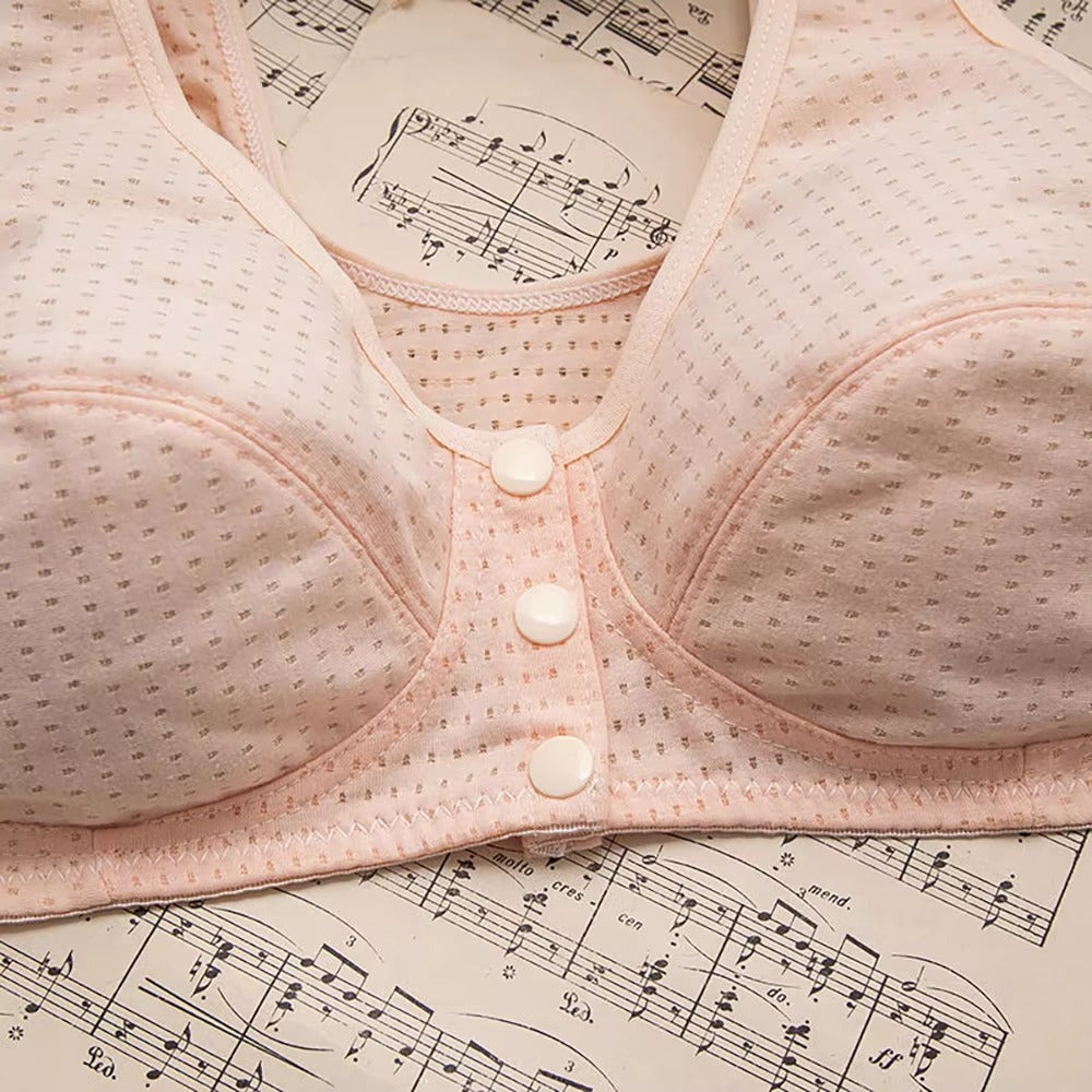 36~42 Summer Women Front Button Bra without padding Plus Size bras Mother's Cotton Wireless Underwear Large Bralette