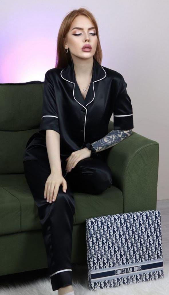 Silk Half Sleeves Nightwear