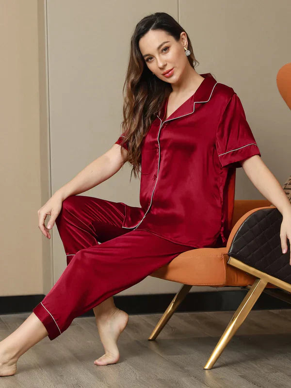 Silk Half Sleeves Nightwear